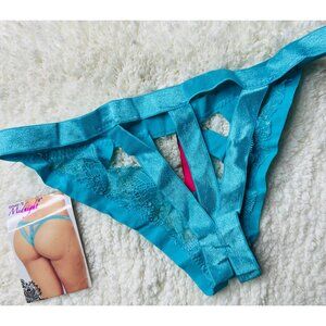 Seven til Midnight Turquoise Lace Thong Lingerie Underwear For Women size Large